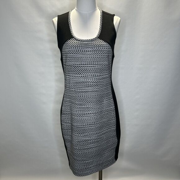 Athleta Dot Fuse Mesh Back Stretchy Dress Size Medium Black Gray Sleeveless - Picture 3 of 11